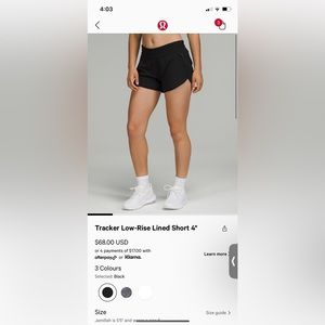 Lululemon Track Low Rise Lined Shorts